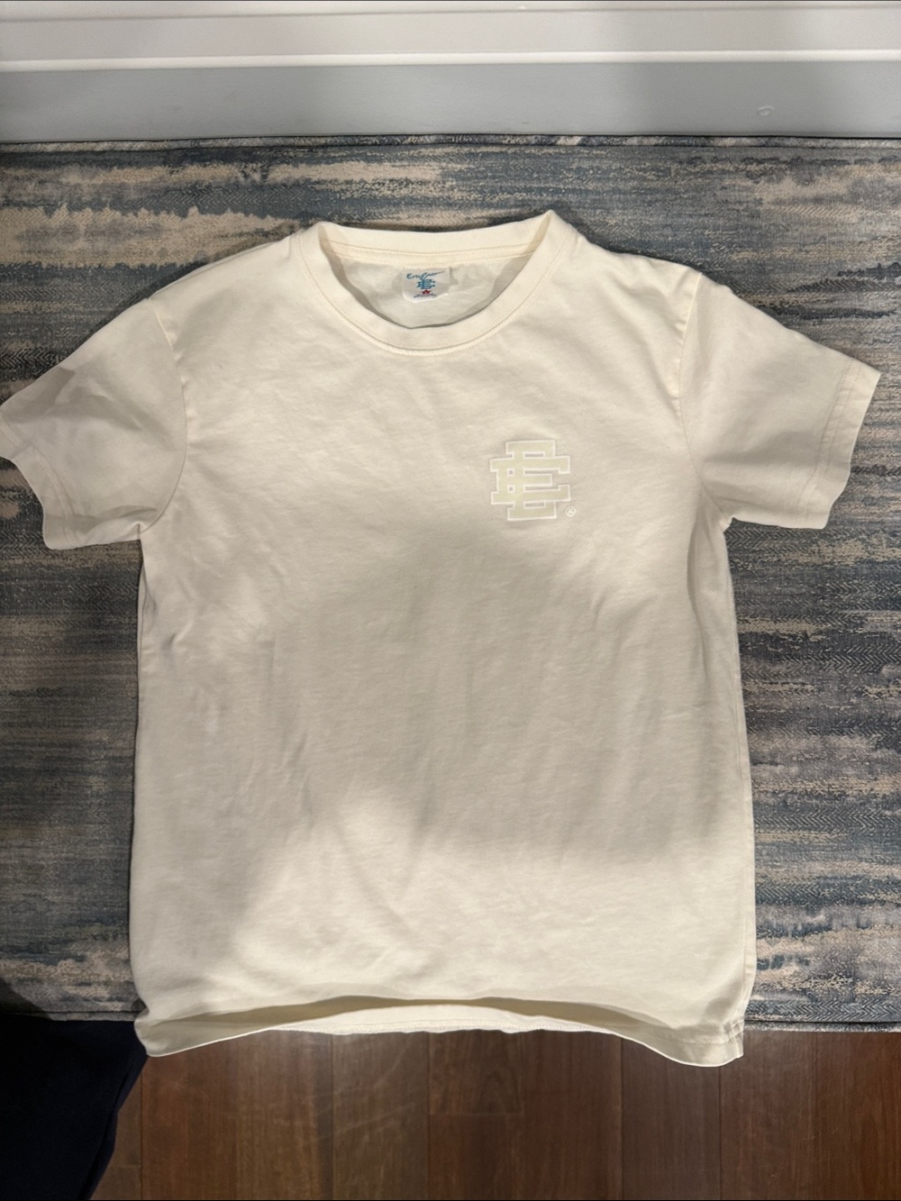 Eric Emanuel Kids Large Cream Short Sleeve Tee with Subtle Chest Logo